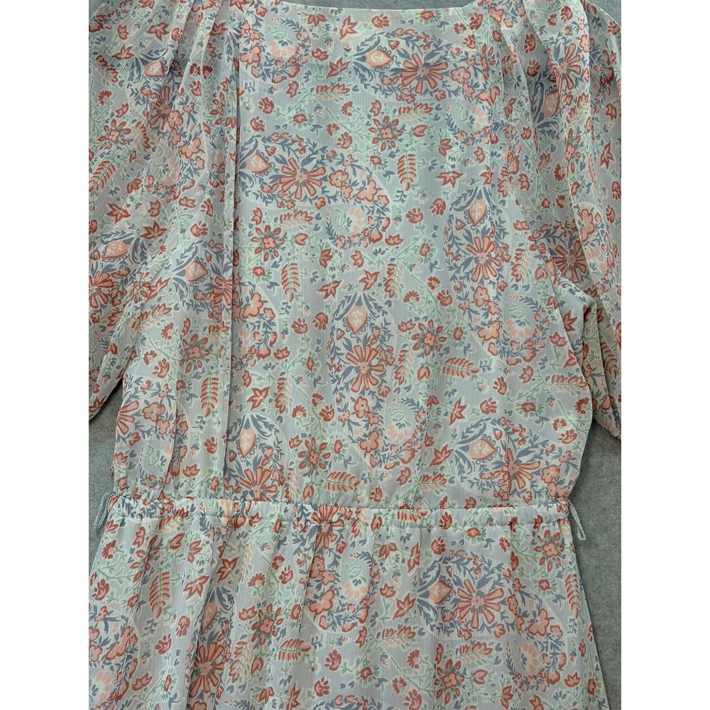 LC Lauren Conrad Playful Paisley Midi Dress Blue Pink Floral Cottagecore Medium - Picture 13 of 16